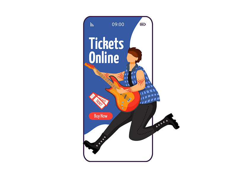 Buy tickets cartoon smartphone vector app screen