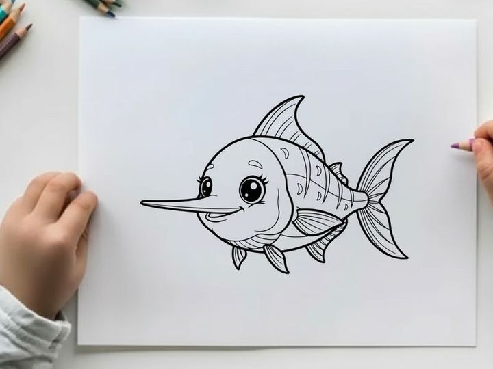 Cute cartoon fish smiling vector illustration flat design