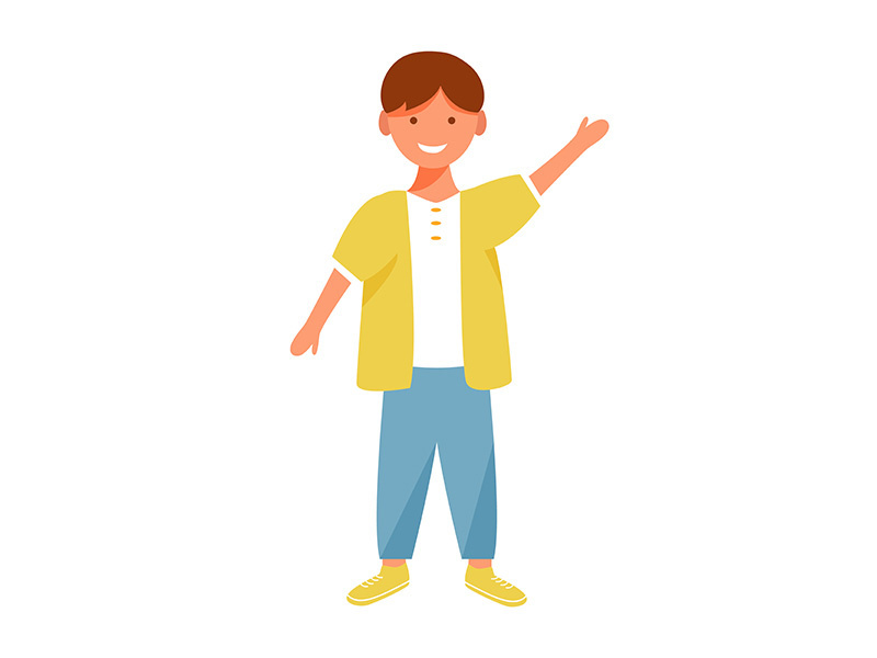 Cheerful playful boy flat vector illustration