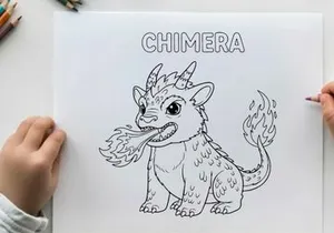 Mythical chimera creature growling fire vector illustration