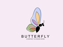 Butterfly Logo Design, Beautiful Flying Animal, Company Brand Icon Illustration, Screen Printing, Salon