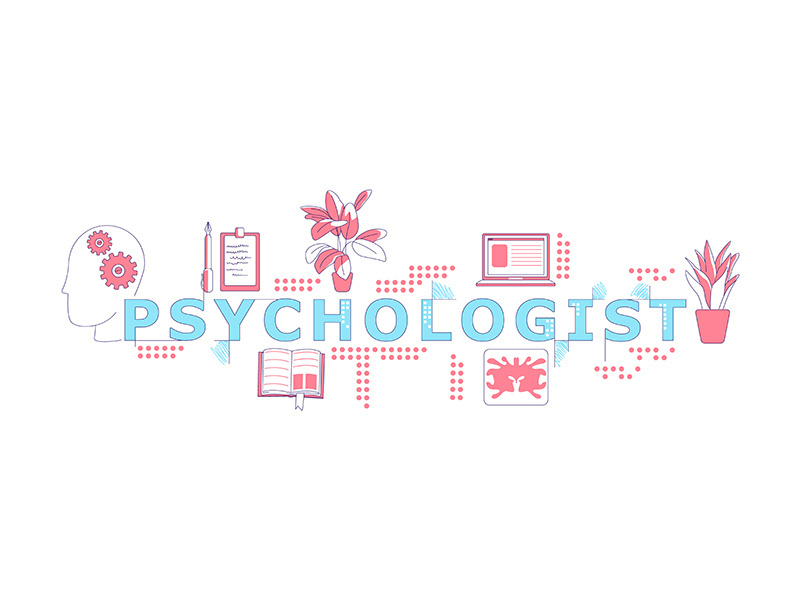 Psychologist word concepts word concepts thin line vector banner