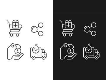 Buying products on internet pixel perfect linear icons set preview picture