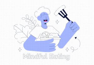 10 Mindful Eating Vector Illustration