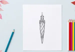Christmas tree icicle ornament line art illustration for holiday festive season decor