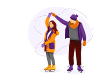 Couple enjoying dance during ice skating