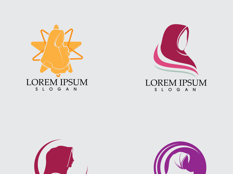 Hijab logo black background vector