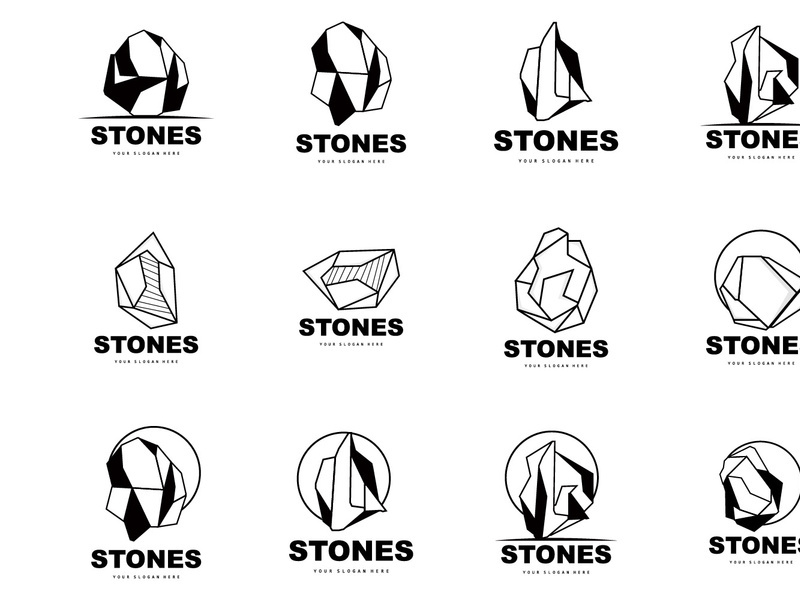 Stone Logo, Vector Stone Modern With Geometry Line Style