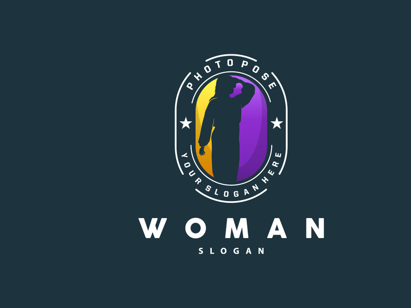Woman Logo, Wellness Girl Photo Pose Vector, Beauty And Elegance Design