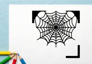 Black and White Spider Web with Dew Drops for Halloween or Nature Themes