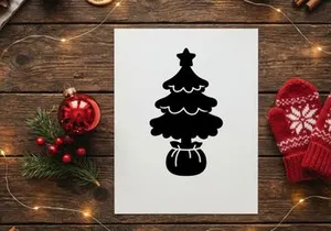Silhouette of Christmas Tree in a Pot for Holiday Celebrations