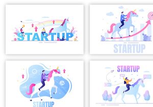 10 Unicorn Business Startup Illustration