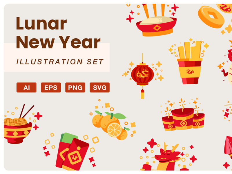 Lunar New Year Illustration Set