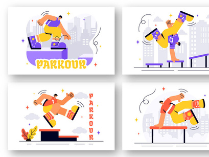 14 Parkour Sports Illustration