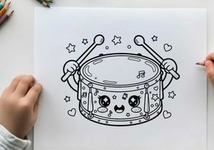 Cute drum playing music vector illustration flat design