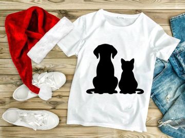 Dog and Cat Sitting Silhouettes preview picture