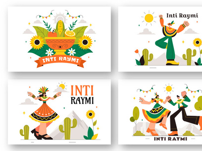 8 Inti Raymi Vector Illustration