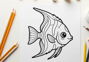 Angelfish swimming underwater vector illustration flat design
