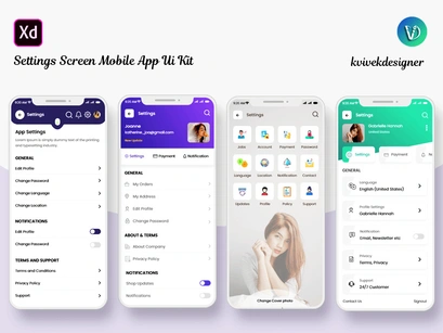 Settings Screen Mobile App UI Kit
