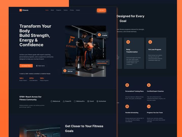 Modern Fitness Landing Page UI/UX Design