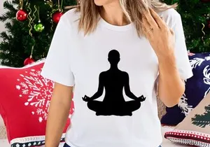 Silhouette person meditating peacefully in lotus pose minimalist black