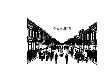 Silhouette of a 4th of july celebration in a small american town preview picture