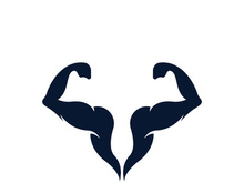 Arm muscle silhouette logo biceps icon vector illustration