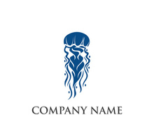 Jellyfish icon illustration design, simple logo template vector