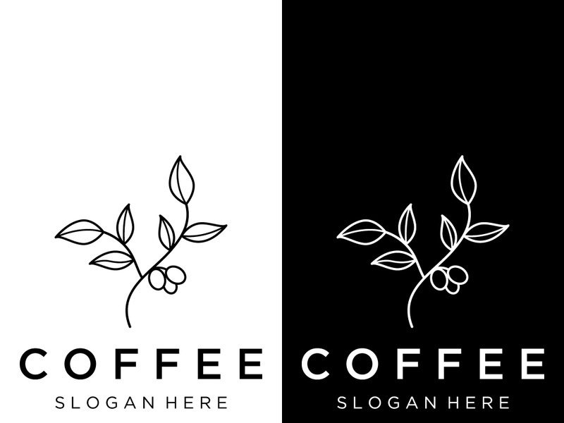 Coffee bean logo design with retro outline.