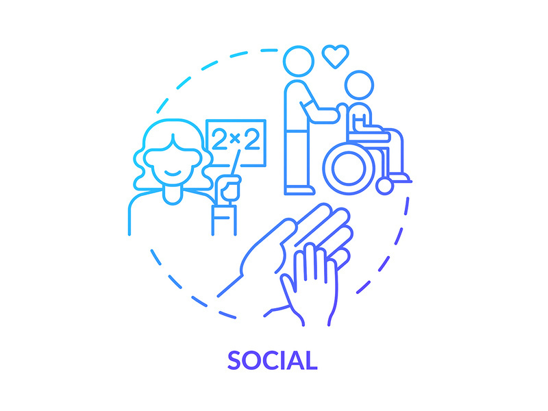 Social occupation blue gradient concept icon
