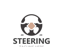 Steering wheel logo automotive car design garage auto repair workshop illustration