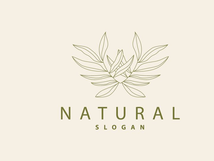 Leaf Line Logo, Beautiful Hand Drawn Design