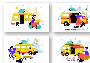 10 Sustainable Van Life Illustration