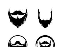 Beard icon logo and mustache vector illustration design symbol