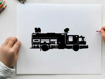 Fire truck silhouette emergency response vehicle