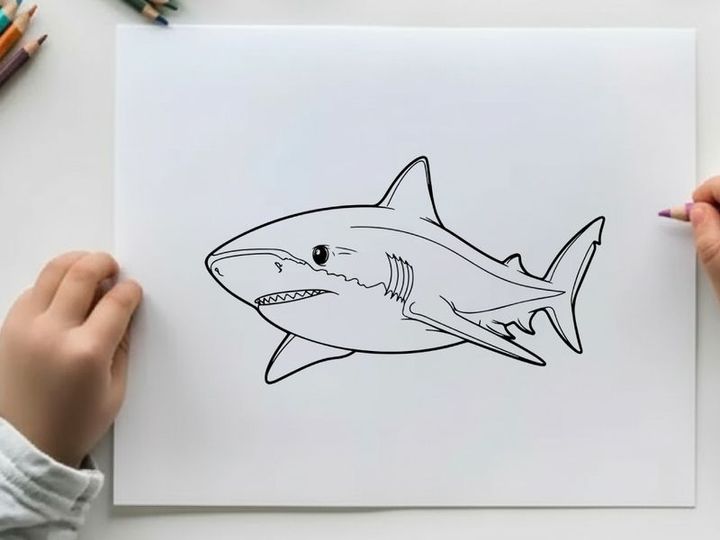 Shark swimming underwater vector illustration flat design