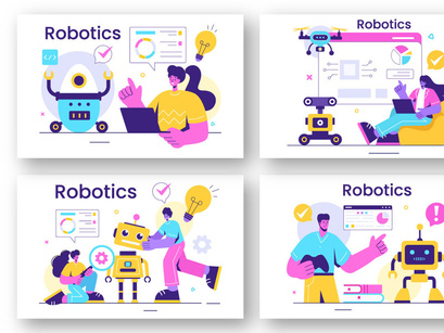 10 Robotics Vector Illustration