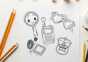 Investigation detective tools flat design vector illustration
