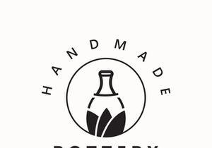 Pottery logo design handmade, creative traditional mug craft concept inspiration nature workshop
