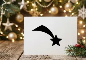 Black shooting star icon isolated on white background for Christmas and holiday design.
