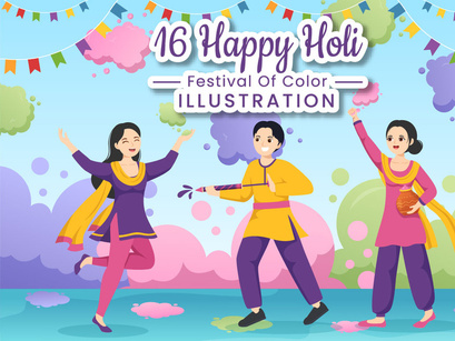 16 Happy Holi Festival Illustration