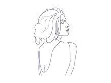 Line art portrait woman, Flower face one line vector illustration