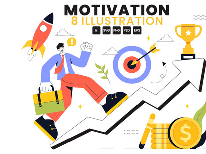 8 Business Success and Motivation Illustration