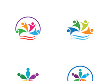 Community of people logo design with creative idea.
