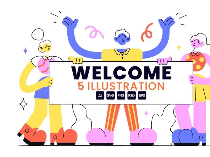 5 Welcome Vector Illustration
