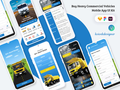 Buy Heavy Commercial Trucks Vehicle Mobile App UI Kit