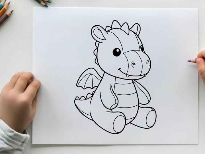 Cute baby dragon sitting vector illustration flat design