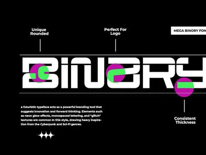 Mega Binory - Modern Futuristic Sci-Fi Font