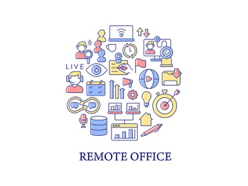 Remote office abstract color concept layout with headline preview picture