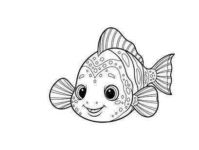 Cute smiling fish cartoon vector illustration flat design